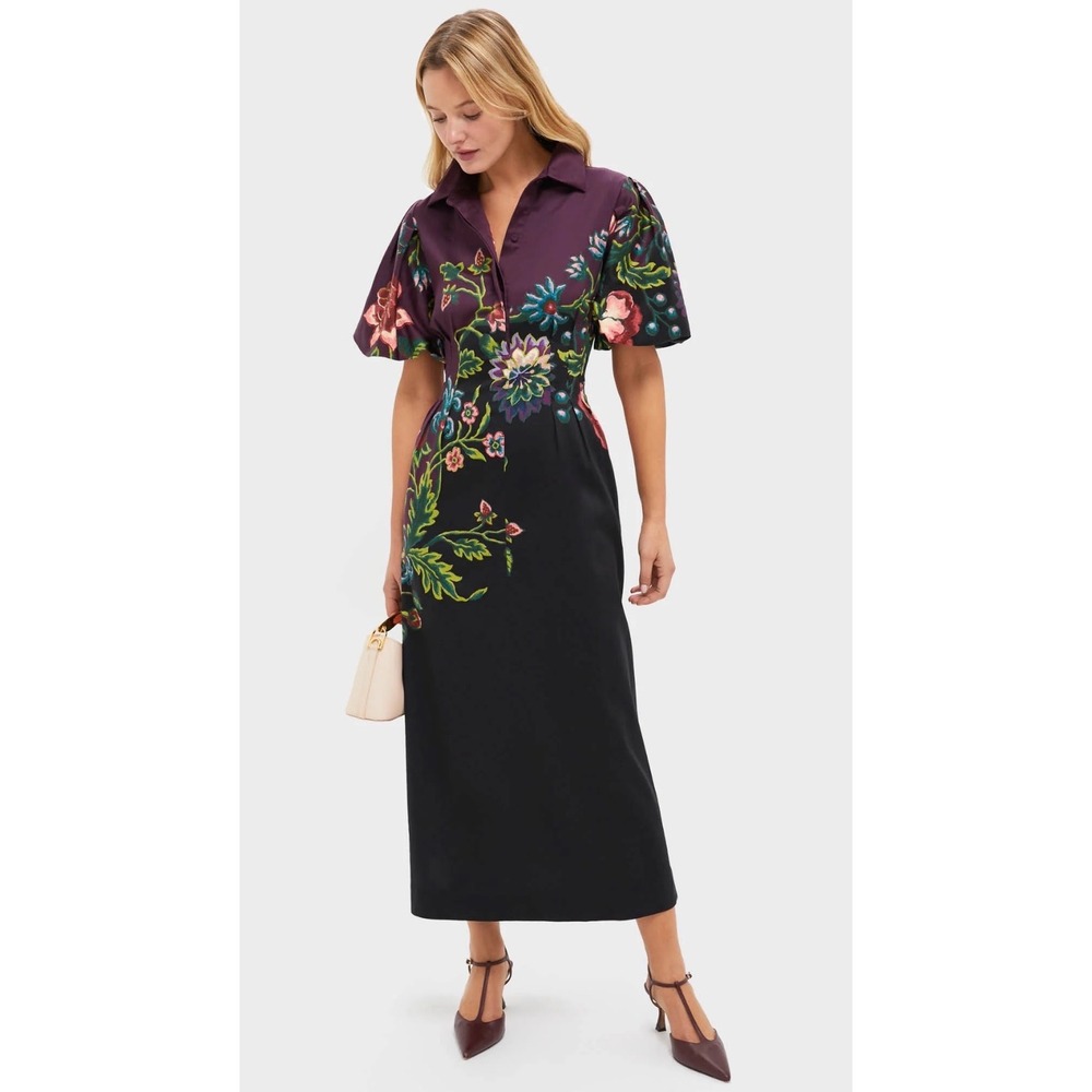 Tuckernuck Midnight Moonflower Delaney Dress Purple Floral Midi Size S - Picture 2 of 6